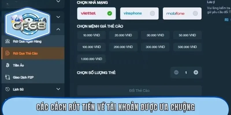 Các cách rút tiền về tài khoản được ưa chuộng